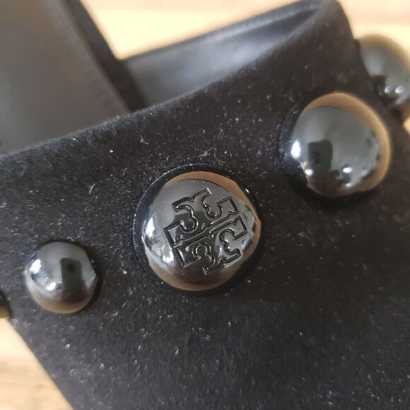 NWT Tory Burch Black Suede Georgina Stud Kitten Heel Mule Sandal Size 8.5 - Picture 9 of 14